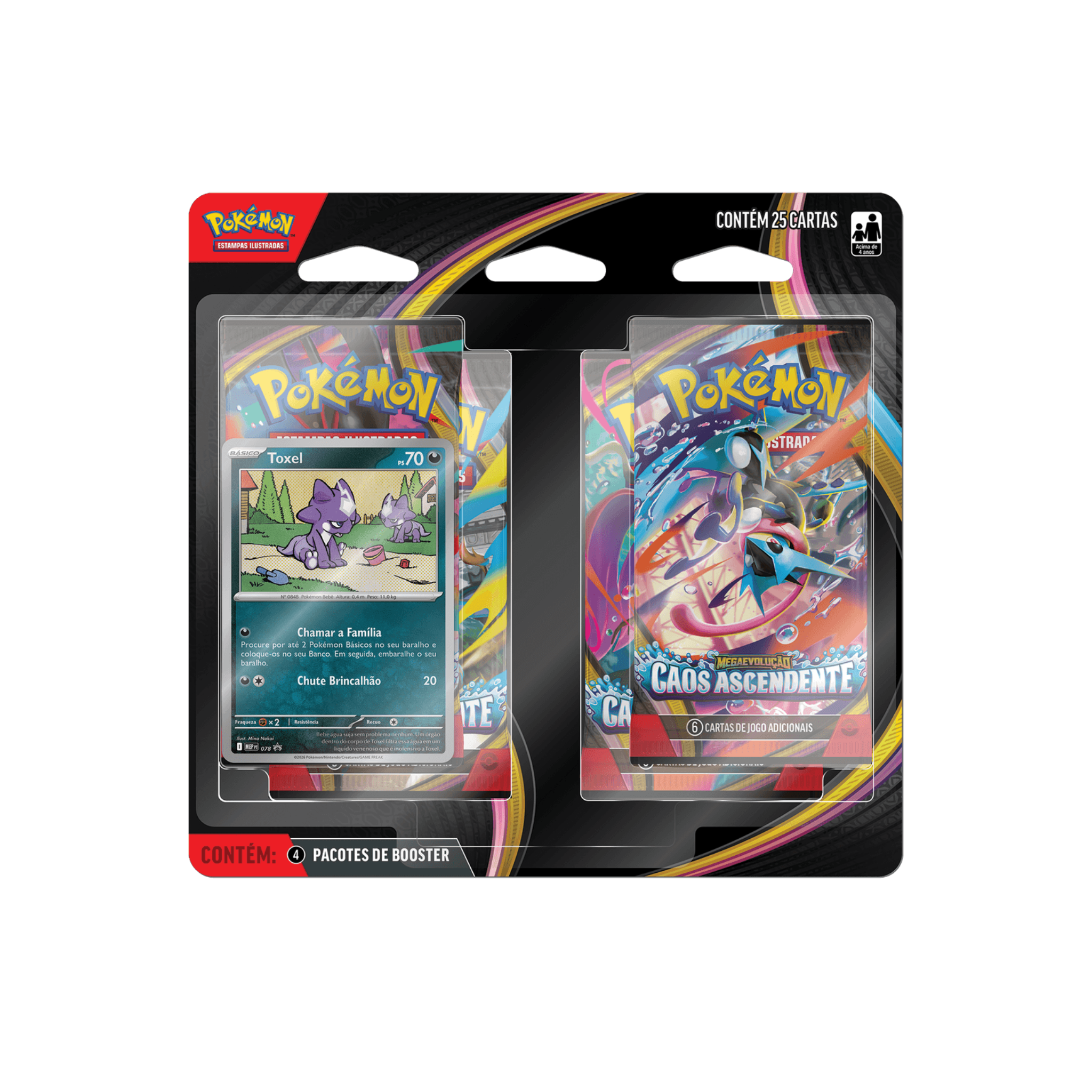 Blister Quadrúplo Pokémon ME04 Caos Ascendente BR | BR Metaverso