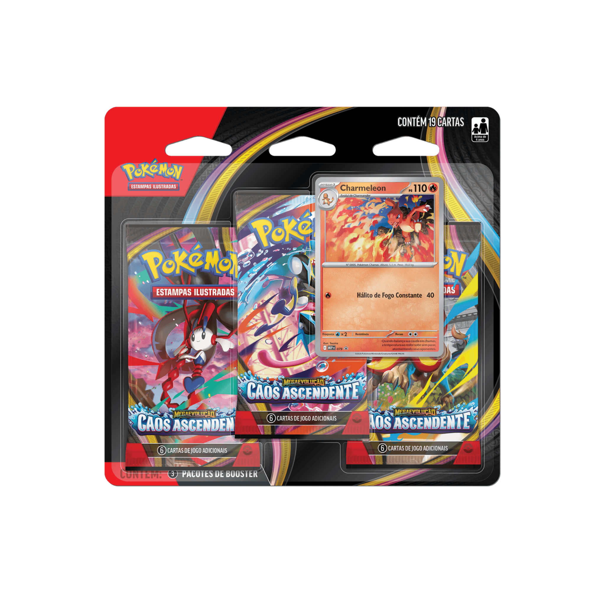 Blister Triplo Pokémon ME04 Caos Ascendente BR | BR Metaverso