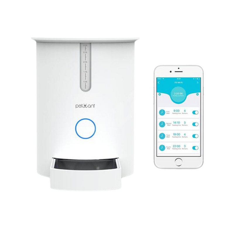 Dispensador Controlador de Alimentos Inteligente Smart Petwant Cat Feeder F3 - Wifi - 2.8 Litros - BR Metaverso