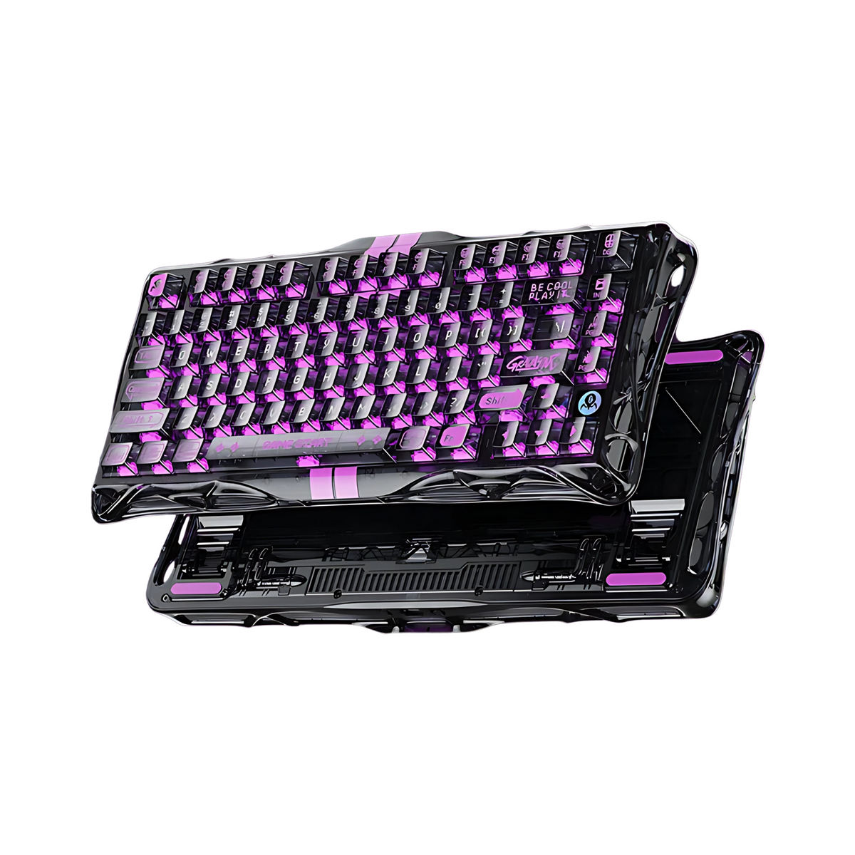 Teclado Gamer Mercury V75 Lite Transparent Black com Switch