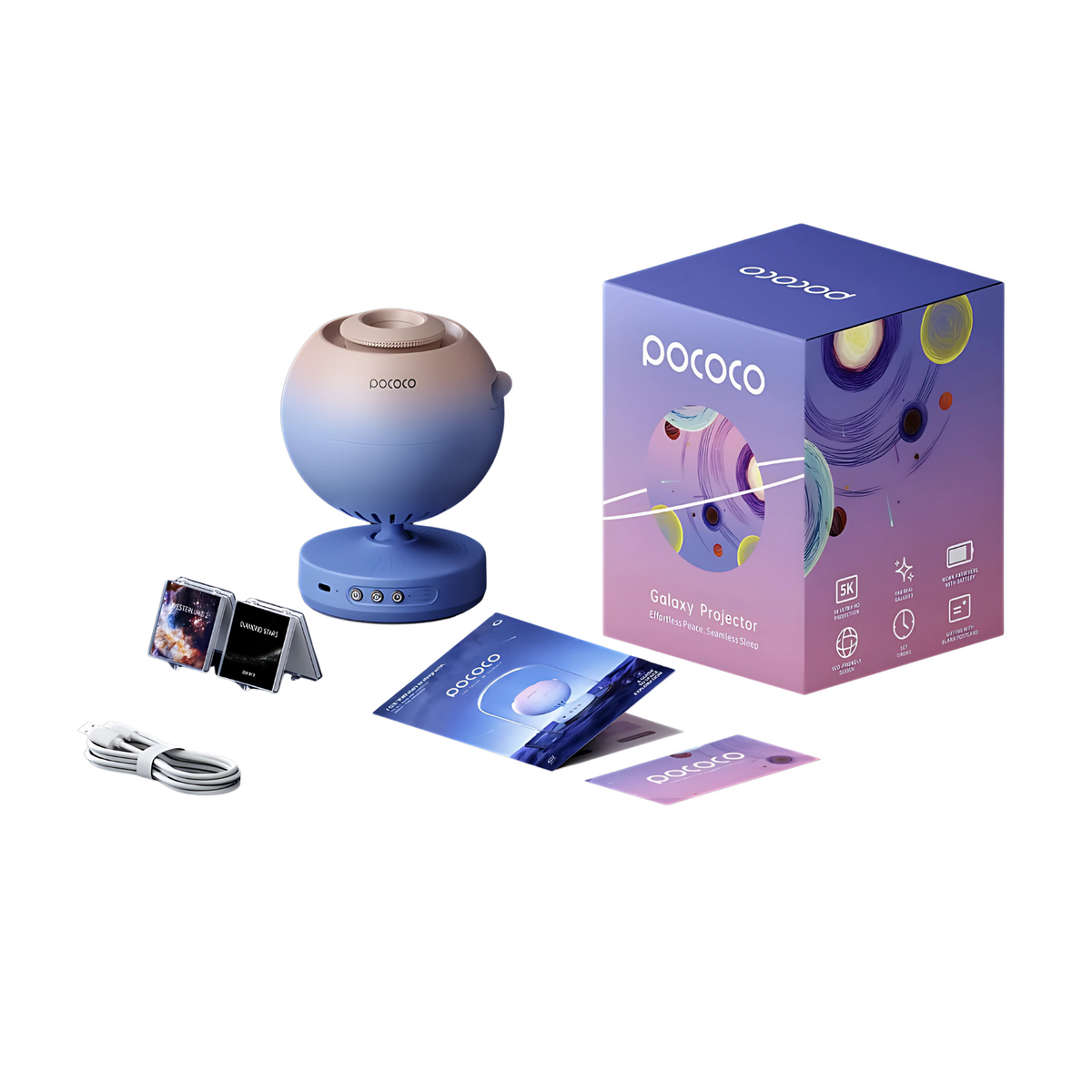 POCOCO Galaxy Light – Projetor de Galáxia com Bateria, Luz Suave e