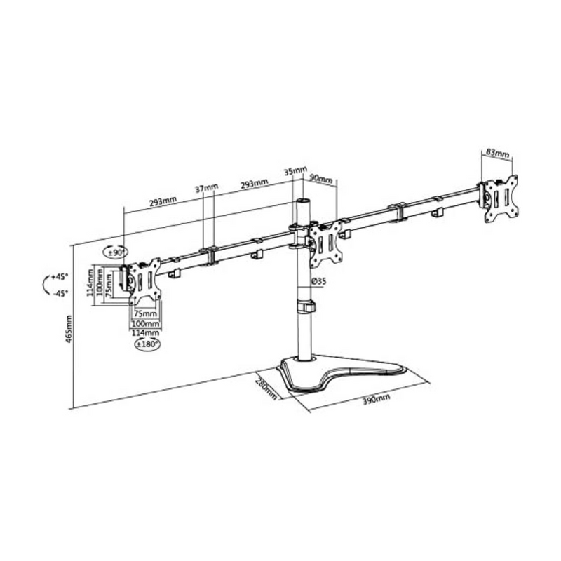 Suporte Articulado para 3 Monitores Elg T1236N 13" a 27" / Giro 360º - BR Metaverso